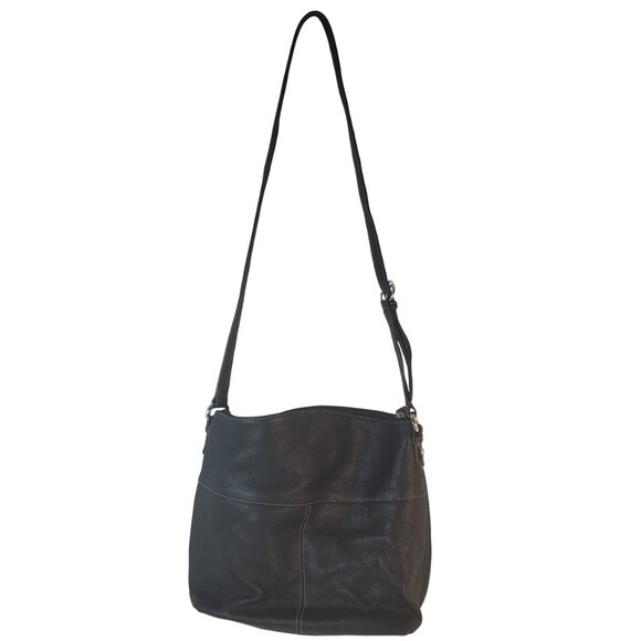 Tignanello Black Pebbled Leather Shoulder Bag Organizer Purse - Picture 6 of 6